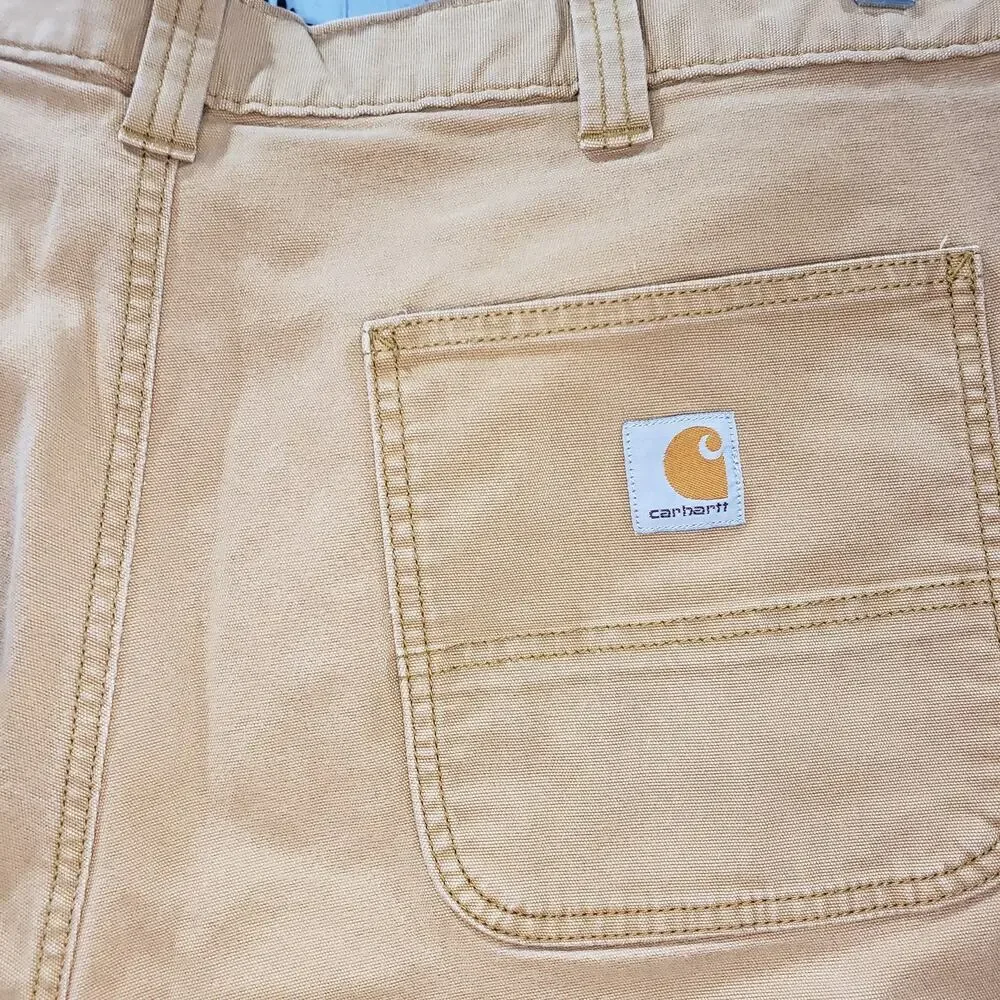 Carhartt Rugged Flex Work Shorts 38 Tan Canvas Utility Durable Outdoor